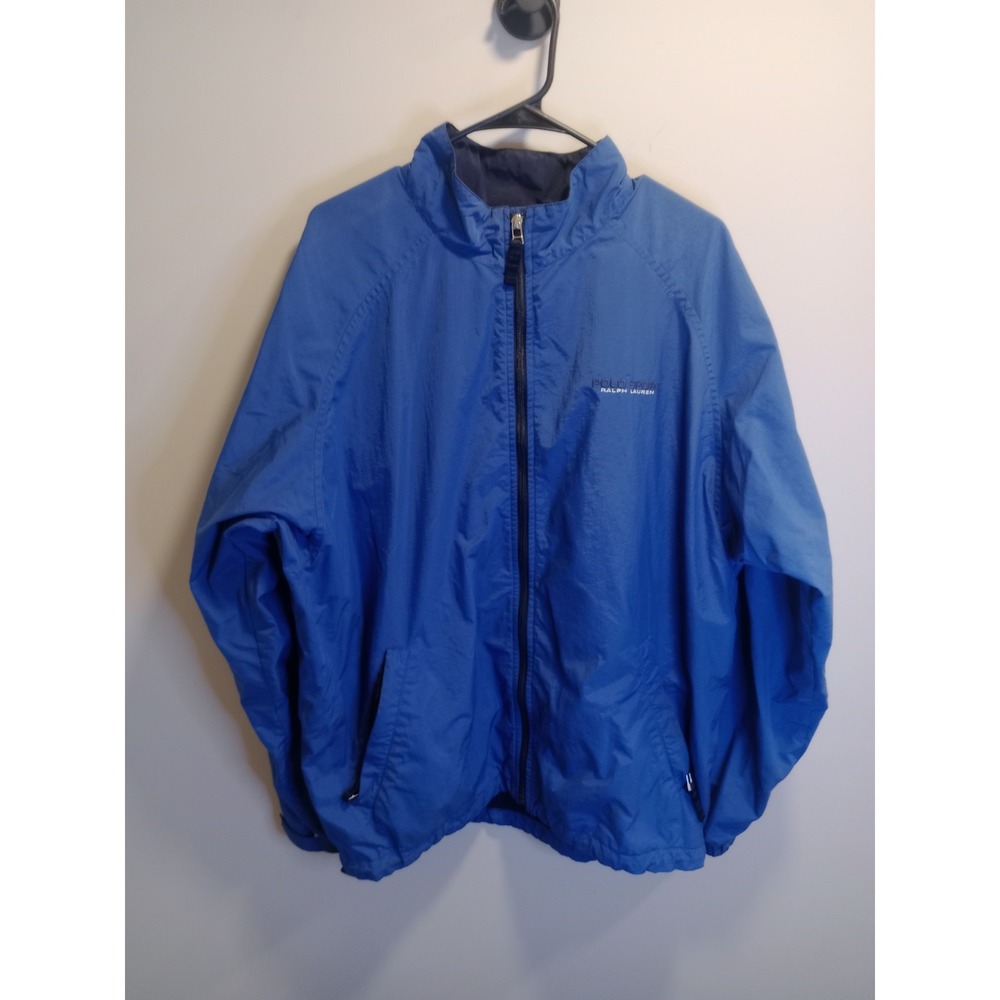 Vintage 90s Polo Sport Ralph Lauren Windbreaker Jacket Mens L Blue Nylon RARE
